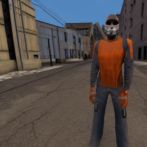 Image similar to jerma985 in half life 2, wide shot, portrait, unreal engine, in game screenshot, high definition, detailed