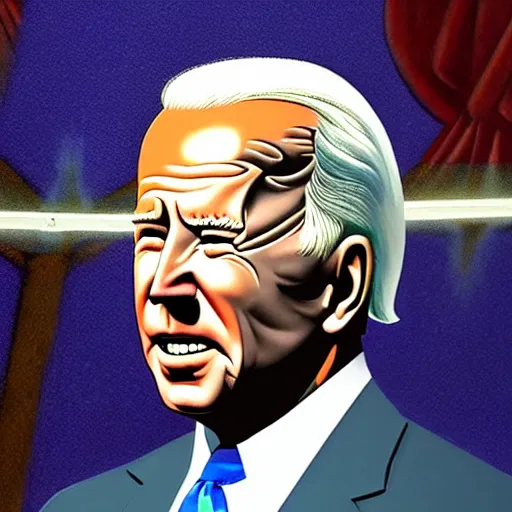 Image similar to a church mural depicting joe biden as a god, 4 k, highly detailed, painted by michelangelo