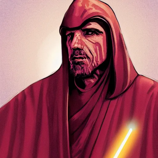 Prompt: illustration of a very cool jedi