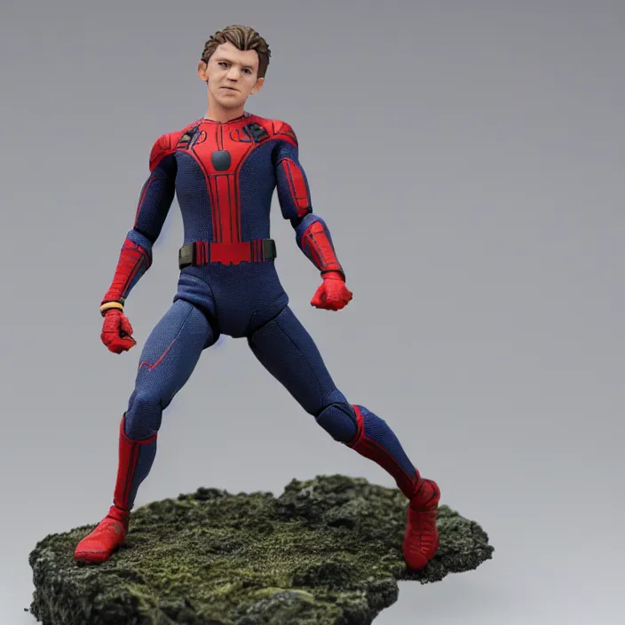 Image similar to detailed figure of tom holland, first 4 figures, detailed product photo