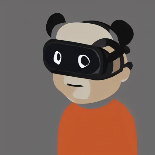 Prompt: a panda wearing a VR headset cartoon