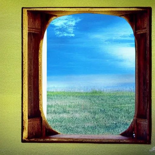 Prompt: a window in a small boys room, the universe can be seen through it, digital art