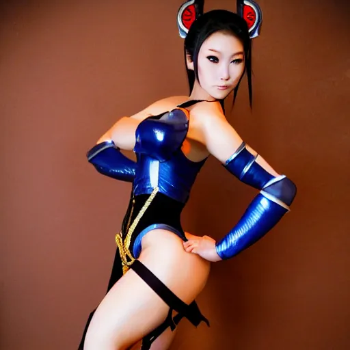 Prompt: a photo of a woman cosplaying as Chun-Li, realistic, high definition