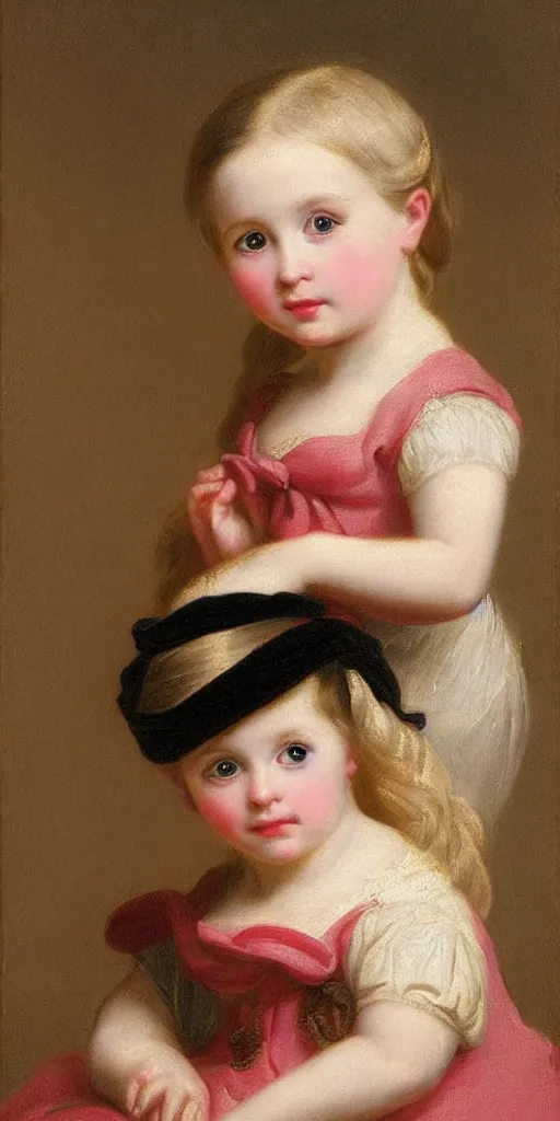 Image similar to portrait of a german toddler princess, circa 1 8 3 7, by carl joseph begas, highly detailed, beautiful, oil on canvas, 1 8 3 0 s style painting, romanticism