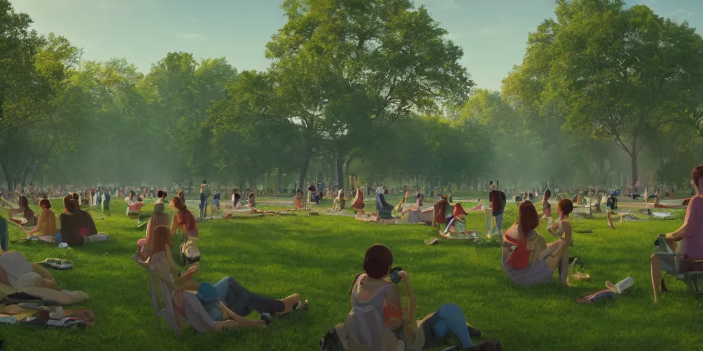 Image similar to a film still of a open air kino in central park new york, wide shot, waist up, wes anderson, studio ghibli, pixar and disney animation, sharp, rendered in unreal engine 5, anime key art by greg rutkowski, bloom, dramatic lighting