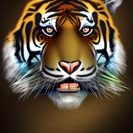 Prompt: elephant and tiger hybrid, ultra realistic