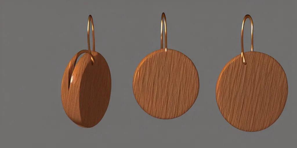 Image similar to earring design, jewelry design, wood, nordic, material, product design, trending on artstation, cgsociety, photo realistic, design by ziva cph and isabel lennse, 8 k, unreal engine, c 4 d