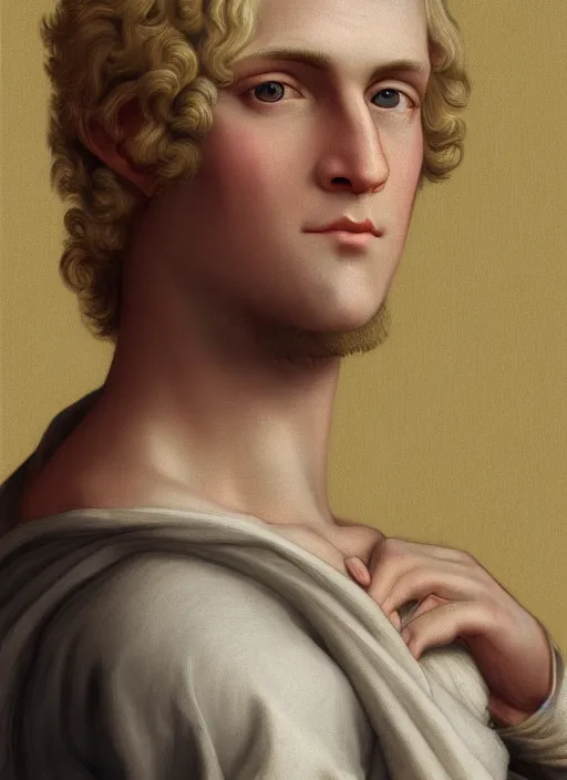 Image similar to portrait of a blond handsome man in renaissance style, anime inspired, High Res 8K,hyperdetailed