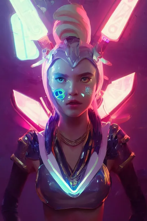 Image similar to lux from league of legends, cyberpunk futuristic neon. decorated with traditional japanese ornaments by ismail inceoglu dragan bibin hans thoma greg rutkowski alexandros pyromallis nekro rene maritte illustrated, perfect face, fine details, realistic shaded, fine - face, pretty face