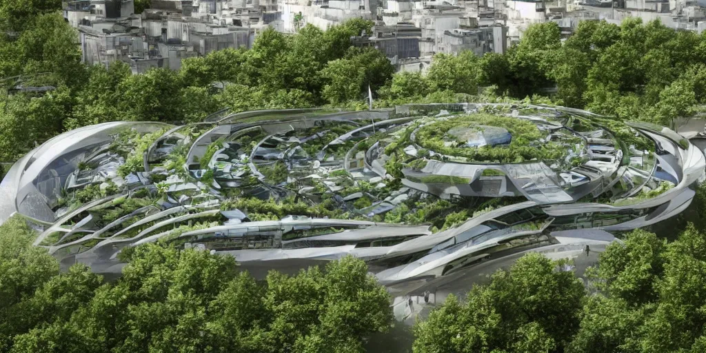 Prompt: a futuristic ecological park in paris