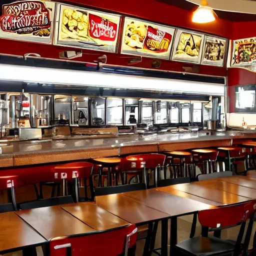 Image similar to detailed wafflehouse restaurant 4k