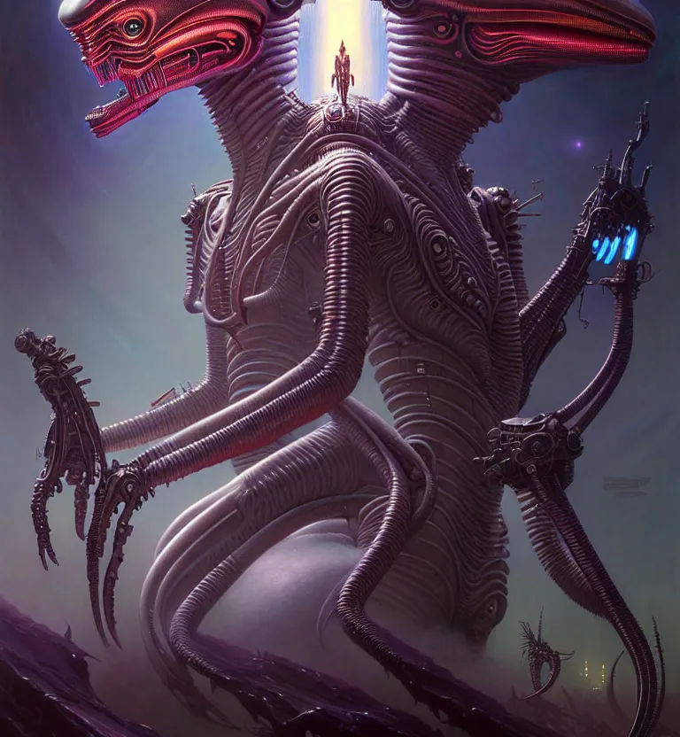 Image similar to gemini fantasy alien character portrait, ultra realistic, wide angle, intricate details, blade runner artifacts, highly detailed by peter mohrbacher, wayne barlowe, boris vallejo, hajime sorayama aaron horkey, gaston bussiere, craig mullins