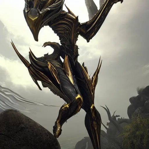 Image similar to high quality bug pov of a beautiful and stunning giant valkyr female warframe, as an anthropomorphic dragon, doing an elegant pose high above you, a giant warframe dragon foot looms over you, about to step on you, unaware of your existence, slick elegant design, sharp claws, detailed shot legs-up, highly detailed art, epic cinematic shot, realistic, professional digital art, high end digital art, furry art, DeviantArt, artstation, Furaffinity, 8k HD render, epic lighting, depth of field