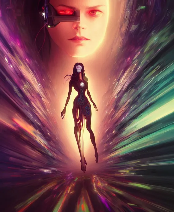 Prompt: a whirlwind of souls rushing inside the metaverse, half body, glowin eyes, android, cyborg, cyberpunk face, by loish, d & d, fantasy, intricate, elegant, highly detailed, colorful, vivid color, digital painting, artstation, concept art, art by artgerm and greg rutkowski and alphonse mucha and ruan jia