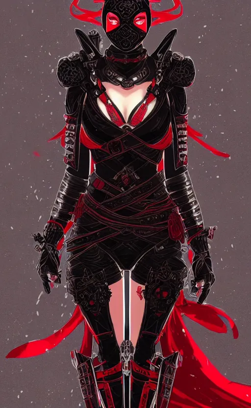 Prompt: portrait ninja gaiden girl, armored black and red ninja wardrobe, in ruin japanese rainny temple night, ssci - fi and fantasy, intricate and very very beautiful and elegant, highly detailed, digital painting, artstation, concept art, smooth and sharp focus, illustration, art by tian zi and wlop and alphonse mucha