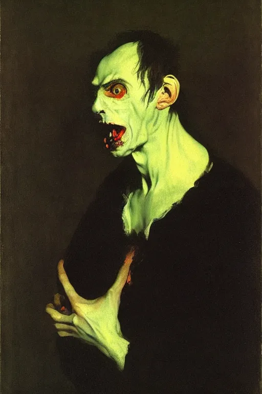 Prompt: michael morbius the living vampire, portrait, painting by francis bacon, by ilya repin, by goya