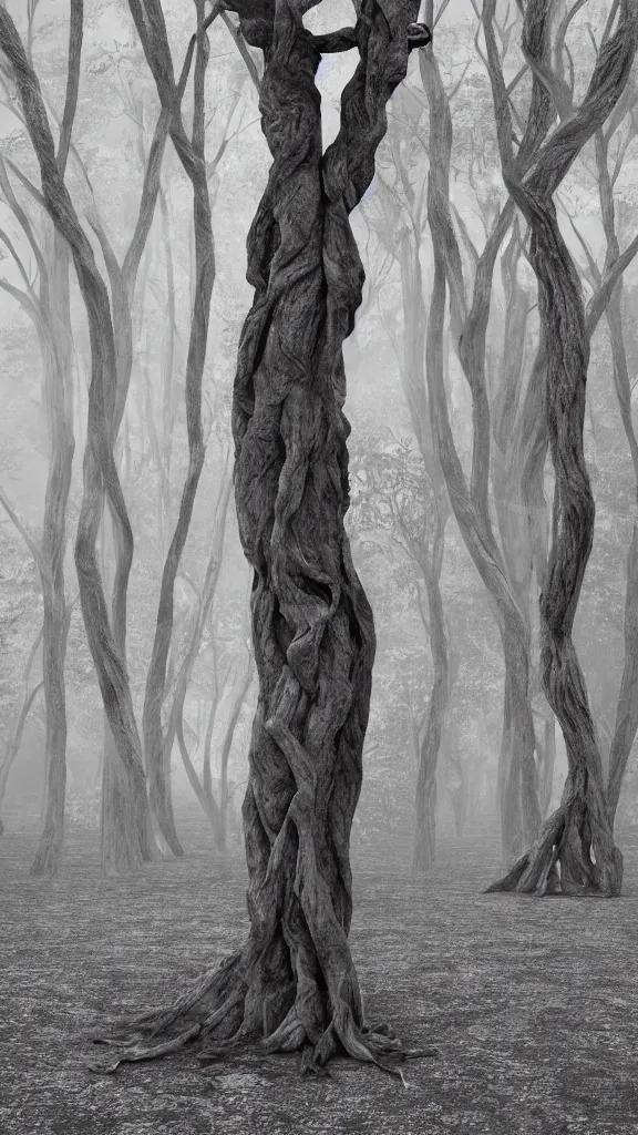 Image similar to tree by vanessa beecroft, octane render, 4 k, 8 k, sharp!, very very beautiful, stunning, twisted, vanishing, transparent, ethereal