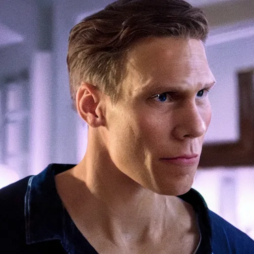 Image similar to Live Action Still of Jerma985 in Bad Boys, real life, hyperrealistic, ultra realistic, realistic, highly detailed, epic, HD quality, 8k resolution, body and headshot, film still