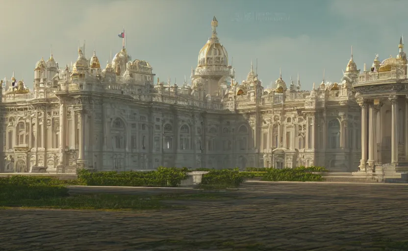 Prompt: sharp, highly detailed, color film of palace in distance, trending on artstation, nice composition, hyper real, photorealistic, octane render