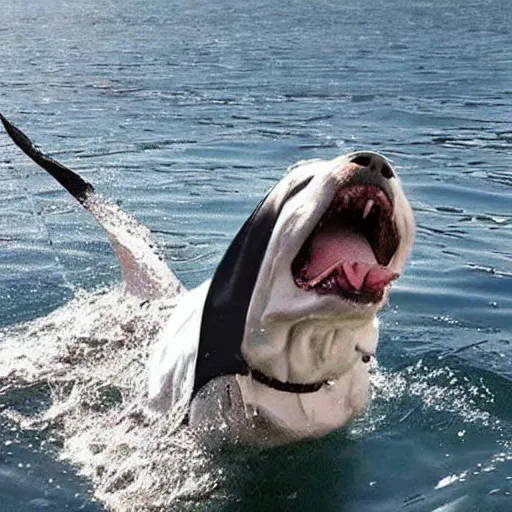 Image similar to Dog cosplaying badly as a shark