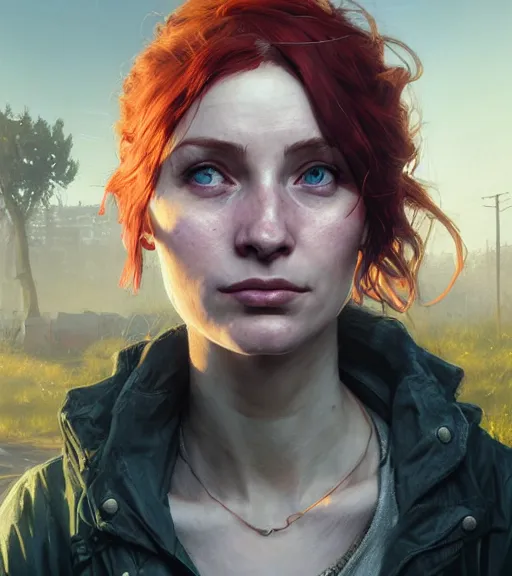 Image similar to Highly detailed portrait of homeless Triss Merigold, in GTA V, Stephen Bliss, unreal engine, fantasy art by Greg Rutkowski, Loish, Rhads, ferdinand knab, Makoto Shinkai and Lois van baarle, ilya kuvshinov, rossdraws, Tom Bagshaw, global illumination, radiant light, detailed and intricate environment