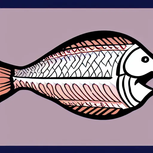 Prompt: halibut fish in formline art style native american