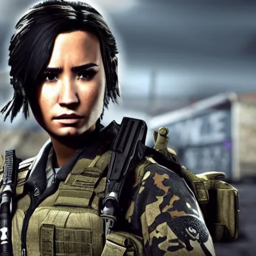 Image similar to Demi Lovato in Call of Duty, 4k