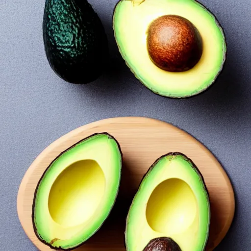 Prompt: two halves of an avocado as salt and pepper shaker