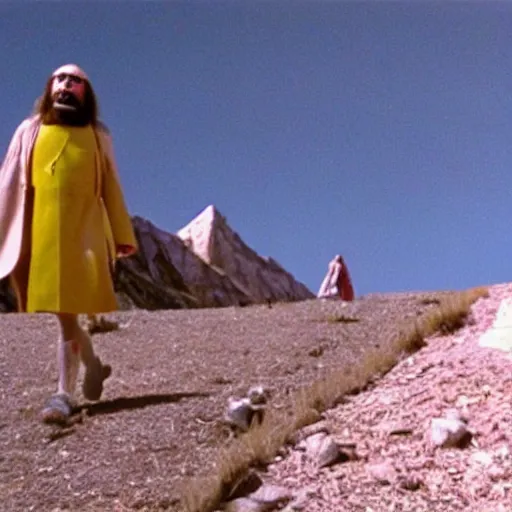 Image similar to the holy mountain ( 1 9 7 3 ) directed by alejandro jodorowsky, movie still frame