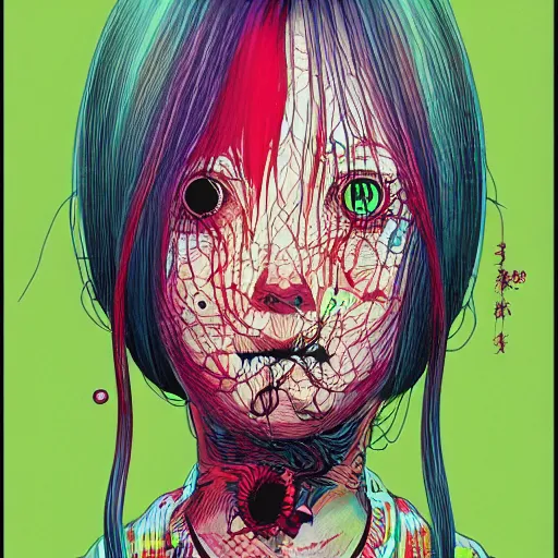 Image similar to a portrait of a girl by inio asano, beeple and james jean, hiroyuki takahashi color scheme, horror