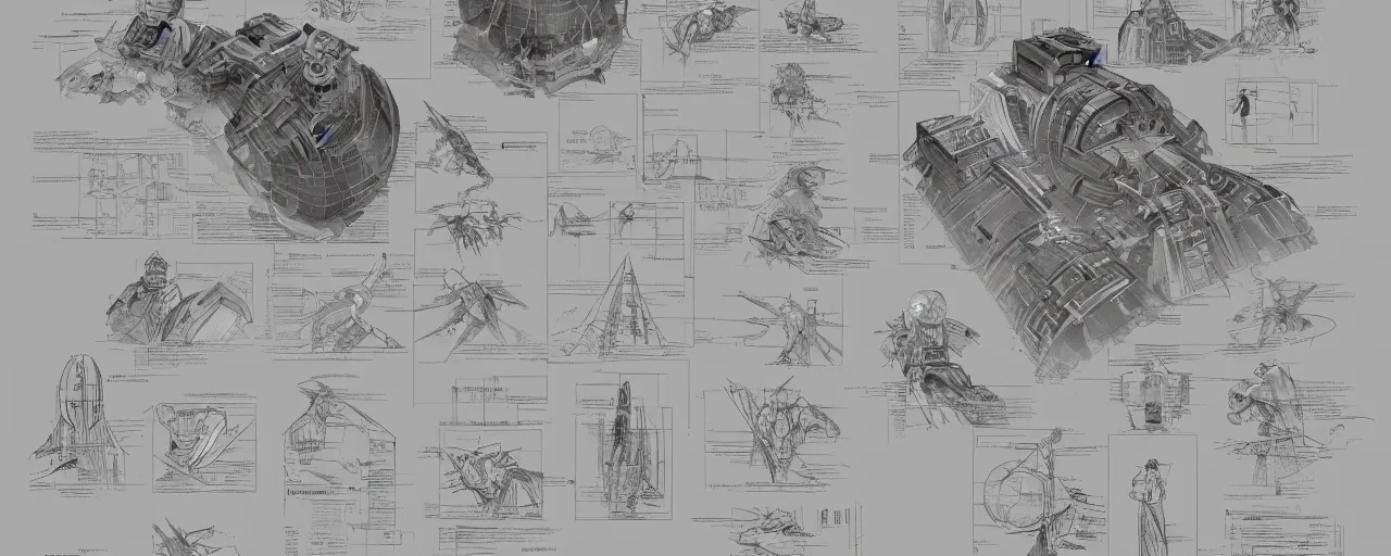 Prompt: stunning schematic diagram of a magic crystal, artbook, page, detailed, cross section, description, material, trending on artstation, cgsociety, Ralph McQuarrie and Greg Rutkowski