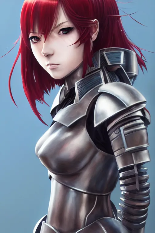 Image similar to portrait of Anime sister of battle, bikini armor, Warhammer 40000, cute-fine-face, red-short-hair pretty face, realistic shaded Perfect face, fine details. Anime. realistic shaded lighting by Ilya Kuvshinov katsuhiro otomo ghost-in-the-shell, magali villeneuve, artgerm, rutkowski, WLOP Jeremy Lipkin and Giuseppe Dangelico Pino and Michael Garmash and Rob Rey