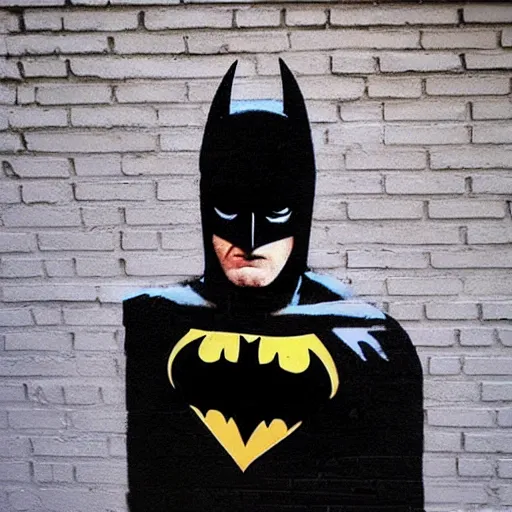 Prompt: batman in love, banksy style, realistic, smooth, sharp focus