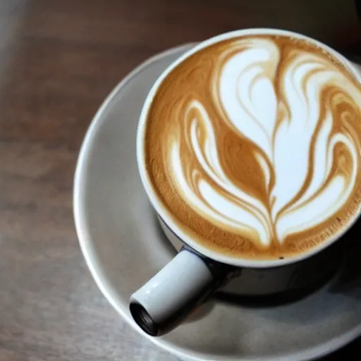 Image similar to photo, asian dragon's head as latte art, dragon face, playful, illustration