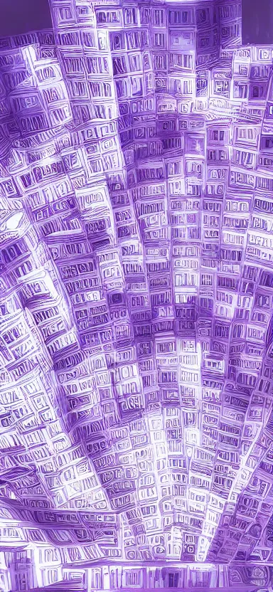 Image similar to “ white and purple city, award winning, digital art ”