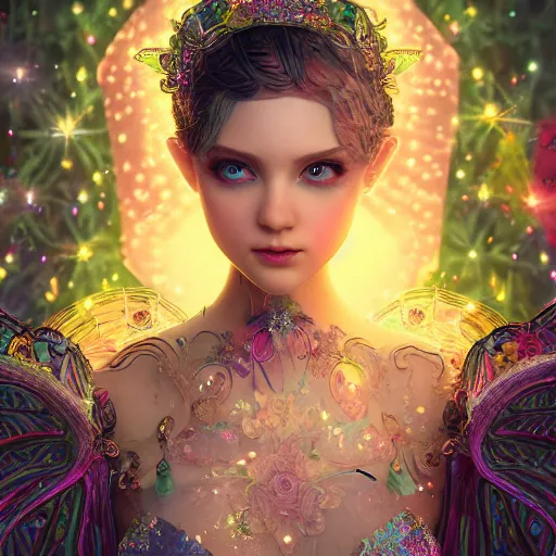 Image similar to portrait of fairy princess, beautiful, attractive, glowing, ornate and intricate, jaw dropping, dynamic lighting, colorful, fairy tale, intricate and detailed, 4 k octane render