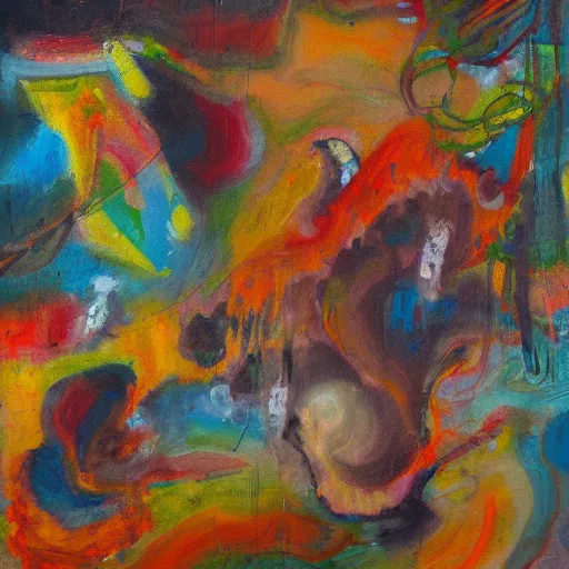 Image similar to eclectic regurgitation, oil on canvas