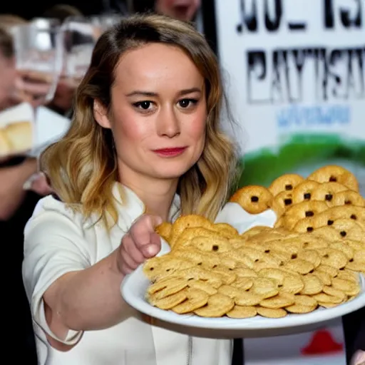 Prompt: brie larson as cheese and crackers platter