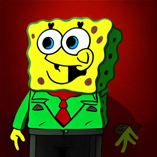 Prompt: spongebob in the mafia, dramatic lighting, realistic painting