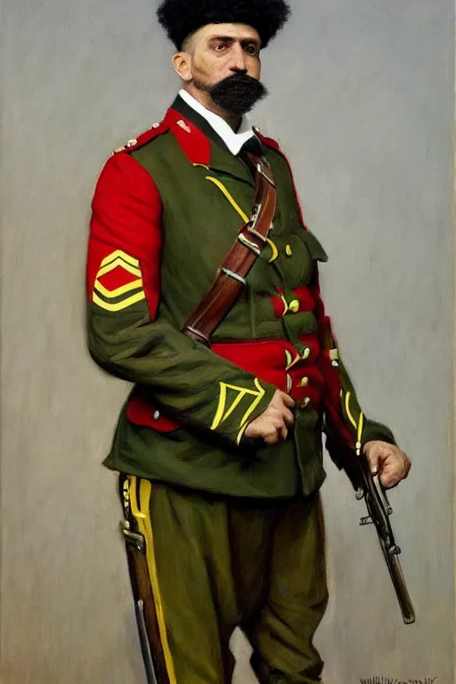 Image similar to full body portrait of the dictator of the toronto raptors, 1 8 8 9, in full military garb, oil on canvas by william sidney mount, trending on artstation