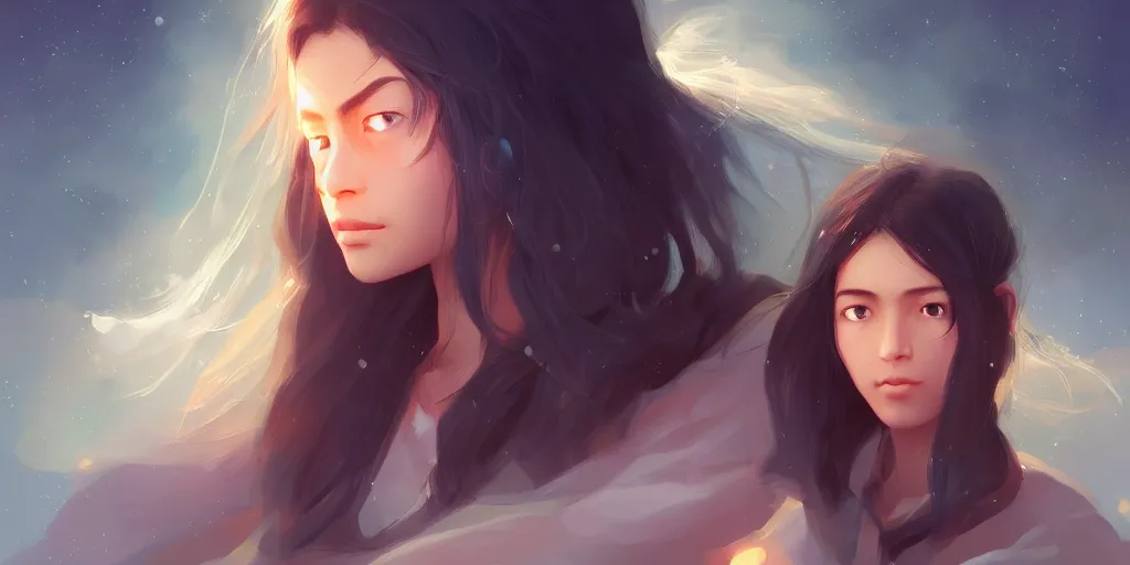 Image similar to Young Himalayan woman, somber white eyes, long ashy hair, gentle lighting, in a small space shuttle, dim lighting, digital art by Makoto Shinkai ilya kuvshinov and Wojtek Fus, digital art, concept art,