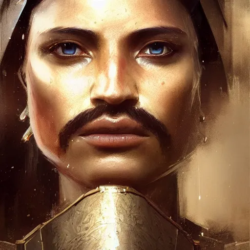 Prompt: a beautiful portrait of a babylonian warlord by greg rutkowski and adam hughes, highly realistic, intricate, detailed, 4 k textures, trending on artstation