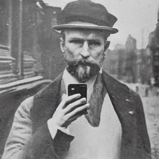 Image similar to an early 1900s photo of an iphone