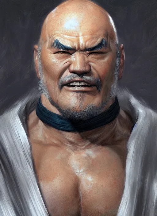 Prompt: Heihachi Mishima from Tekken, closeup character portrait art by Donato Giancola, Craig Mullins, digital art, trending on artstation