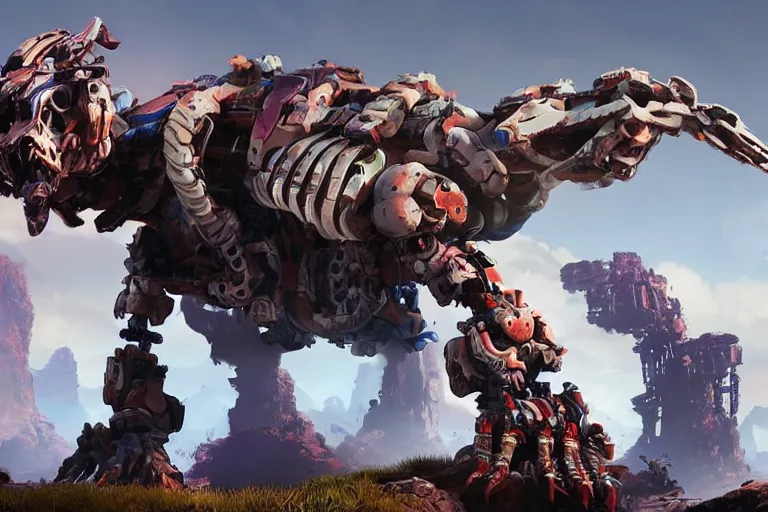 Image similar to clamberjaw machine mecha animal beast robot of horizon forbidden west horizon zero dawn bioluminiscence global illumination ray tracing hdr fanart arstation by sung choi and eric pfeiffer and gabriel garza and casper konefal