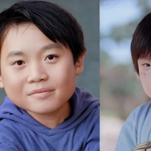 Prompt: asian 6 year old luke skywalker, underbite, heart shaped face, thin short hair