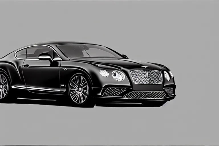 Prompt: Bentley Continental GT, drawing with black helium handle