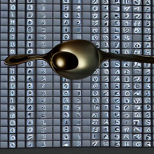 Image similar to a spoon inside the matrix code