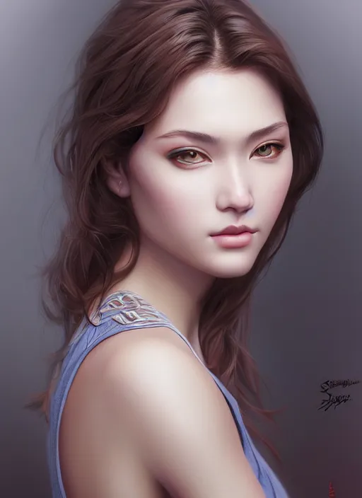 Image similar to photo of a gorgeous young woman in the style of stefan kostic, realistic, sharp focus, 8k high definition, insanely detailed, intricate, elegant, art by stanley lau and artgerm