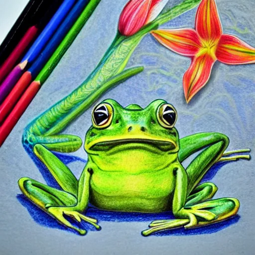 How to Draw with Markers and Colored Pencils - Frog 